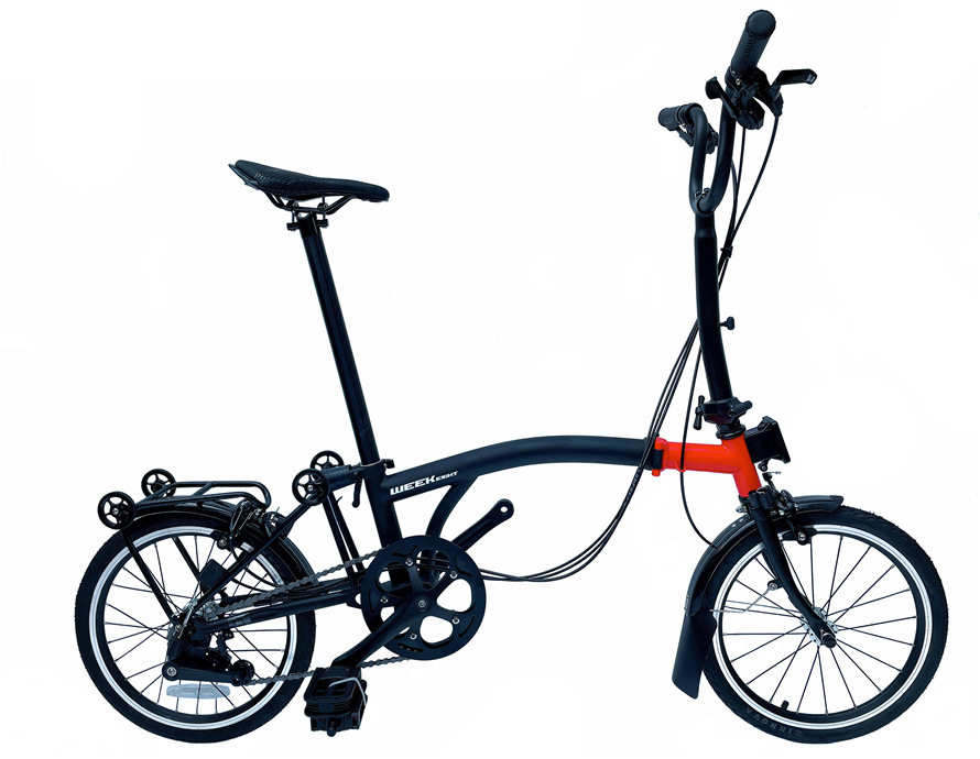 德国week eight小布自行车 折叠车内3外2速 S把/M把铬钼钢16英寸  M把 黑红色